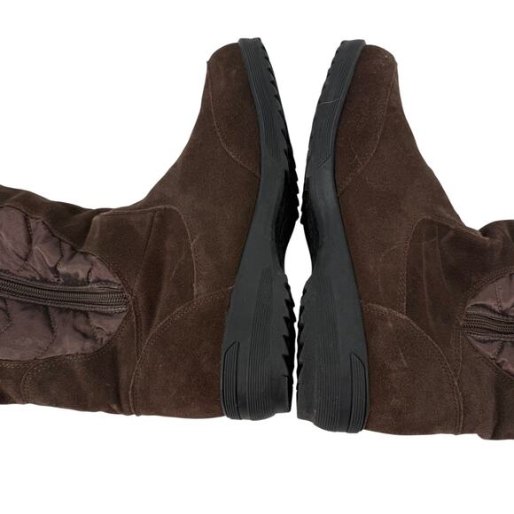 Lands End Winter Snow Boots 8.5 Sophia Brown Leather Faux Fur Lined Tall Zip Up - Picture 7 of 13